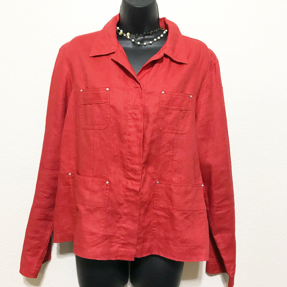 Real Comfort by Chadwicks 100% Linen Red Shirt